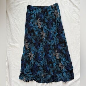 Style & Co. Black and Blue Leaf Print A-Line Skirt